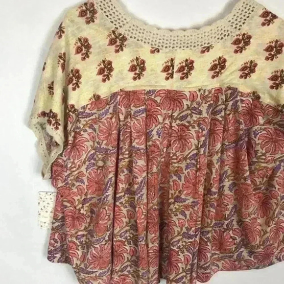 Free People Leilani Boho Crop Tee Medium - Picture 6 of 8
